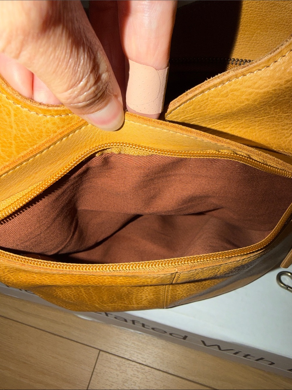Latico Darby Camel Leather Crossbody Tote with Detachable Strap - Picture 5 of 7